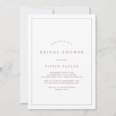 Minimalist Rose Gold Typography Bridal Shower Invitations