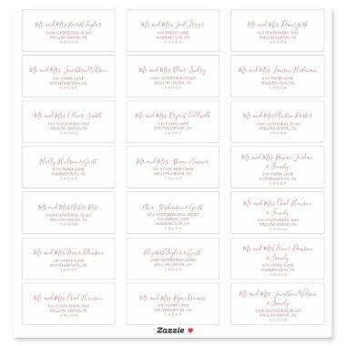 Minimalist Rose Gold Wedding Guest Address Labels