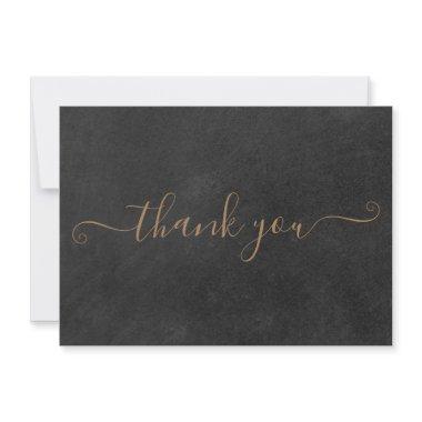 Minimalist Rustic Chalkboard Gold Script Thank You