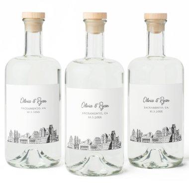 Minimalist Sacramento Wedding Custom Liquor Bottle Label
