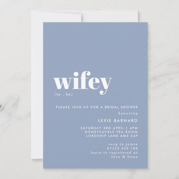 Minimalist Sage Dusty Blue Wifey Bridal Shower Invitations