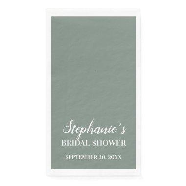 Minimalist Sage Green and White Bridal Shower   Paper Guest Towels
