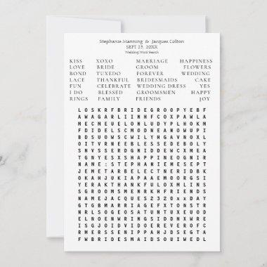 Minimalist Save the Date Word Search -All White Invitations