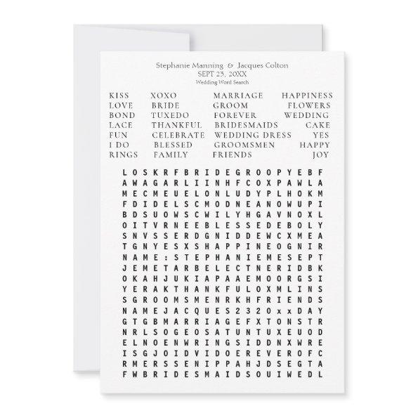 Minimalist Save the Date Word Search -All White