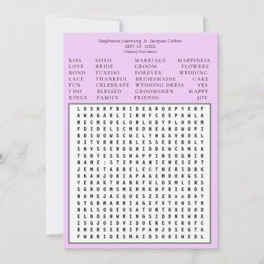 Minimalist Save the Date Word Search - Lavender Invitations
