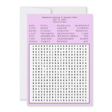Minimalist Save the Date Word Search - Lavender