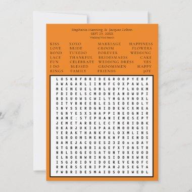 Minimalist Save the Date Word Search - Orange Invitations