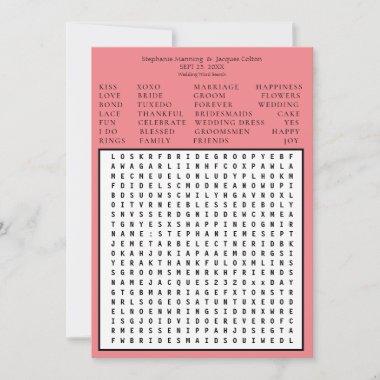Minimalist Save the Date Word Search -Pink Invitations