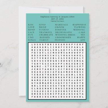 Minimalist Save the Date Word Search -Teal Green Invitations