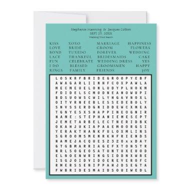 Minimalist Save the Date Word Search -Teal Green Invitations