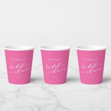 Minimalist Script  Hot Pink Paper Cups