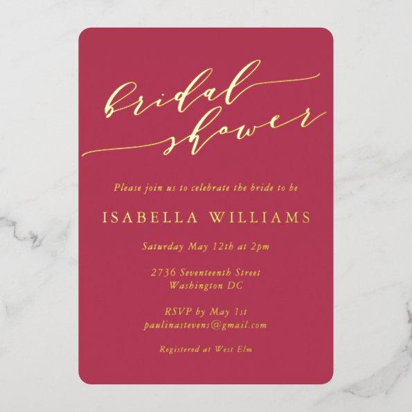 Minimalist Script  Magenta Gold Foil