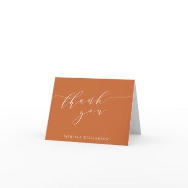 Minimalist Script Burnt Rust Bridal Shower Custom Thank You Invitations