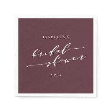 Minimalist Script Custom  Burgundy Napkins