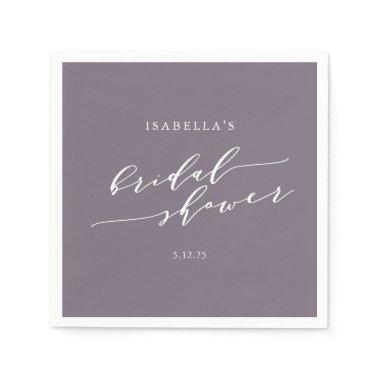 Minimalist Script Custom Bridal Shower Dark Purple Napkins