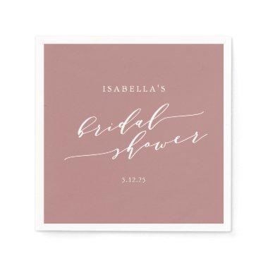 Minimalist Script Custom Bridal Shower Dusty Rose Napkins