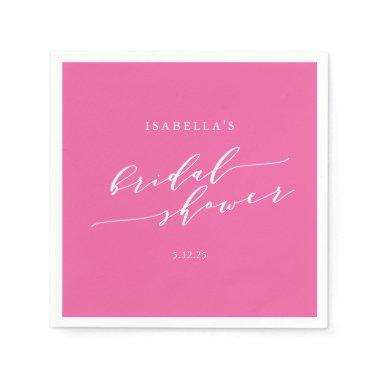 Minimalist Script Custom  Hot Pink Napkins