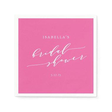 Minimalist Script Custom Bridal Shower Hot Pink Napkins