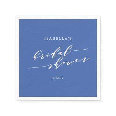 Minimalist Script French Blue Custom Bridal Shower Napkins