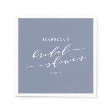 Minimalist Script Lettering Blue  Napkins