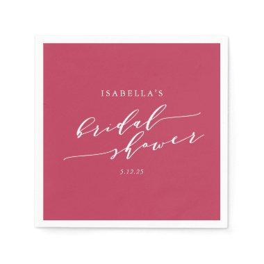 Minimalist Script Lettering Magenta  Napkins