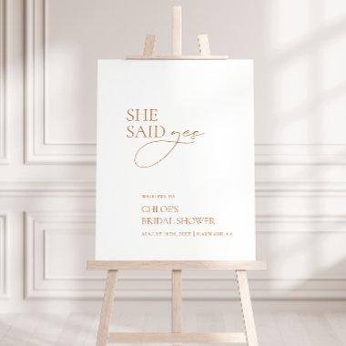 Minimalist She Said Yes Bridal Shower Welcome Sign