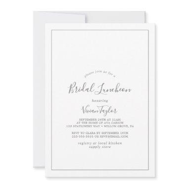 Minimalist Silver Bridal Luncheon Invitations