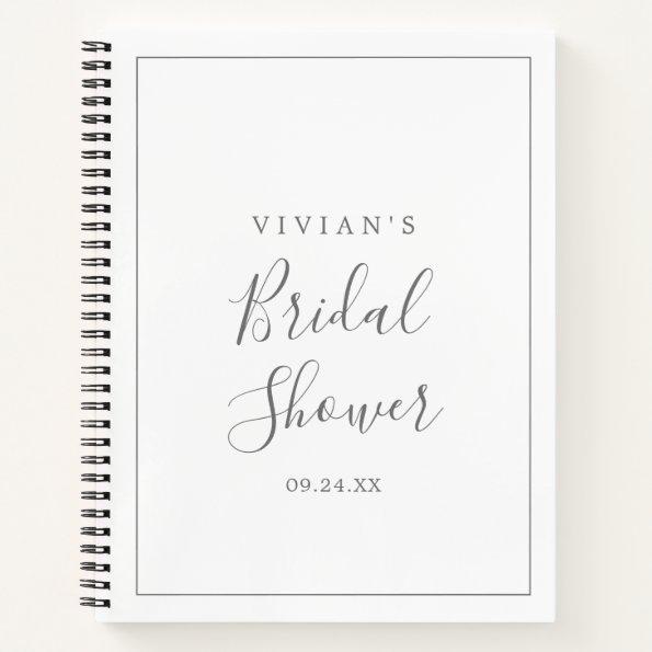 Minimalist Silver Bridal Shower Gift List Notebook
