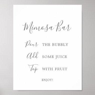 Minimalist Silver Bridal Shower Mimosa Bar Sign