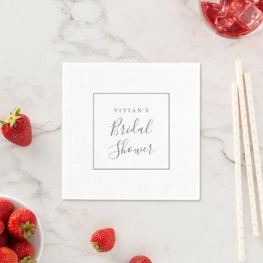 Minimalist Silver Bridal Shower Napkins