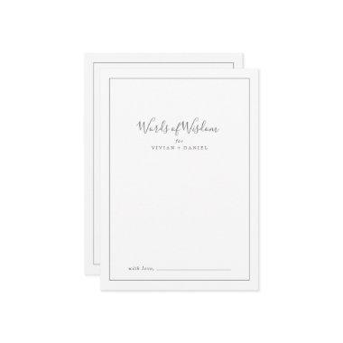 Minimalist Silver Bridal Shower Words of Wisdom Advice Card