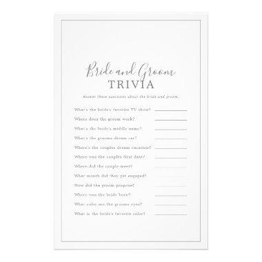 Minimalist Silver Bride and Groom Trivia Game Flyer
