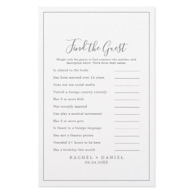 Minimalist Silver Find the Guest Wedding Game Flyer