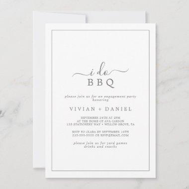 Minimalist Silver I Do BBQ Engagement Party Invitations