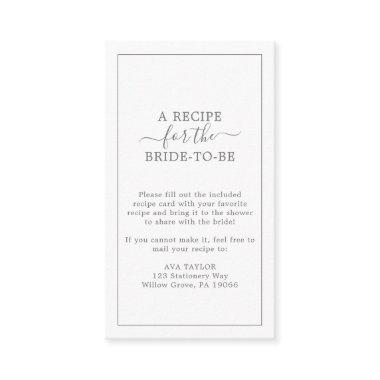 Minimalist Silver Recipe Request Enclosure Invitations