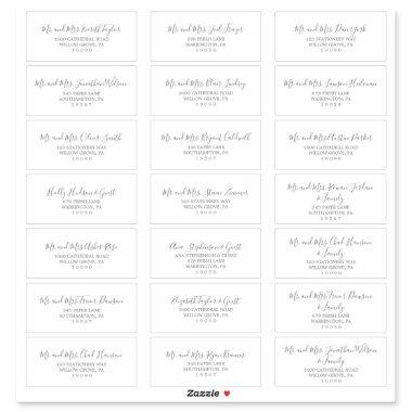 Minimalist Silver Wedding Guest Address Labels