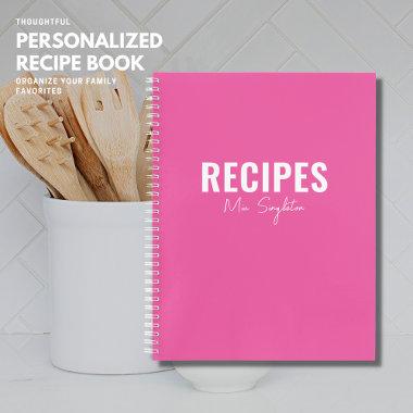 Minimalist Simple Modern Pink Monogram Recipe Notebook