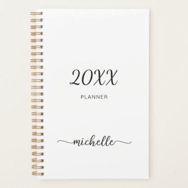 Minimalist Simple White Monogram Name 2023 Planner