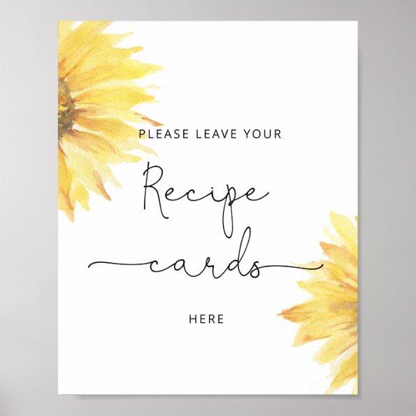 Minimalist sunflower leave your recipe Invitations here poster