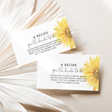 Minimalist sunflower Recipe for the bride to be Enclosure Invitations