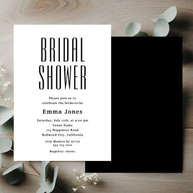 Minimalist Tall Sans Serif Bridal Shower Invitations