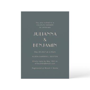Minimalist Teal and Blush Art Deco Couples Shower