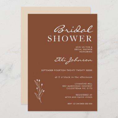 Minimalist Terracotta Bohemian Bridal Shower Invitations