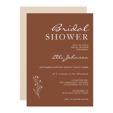 Minimalist Terracotta Bohemian Bridal Shower Invitations