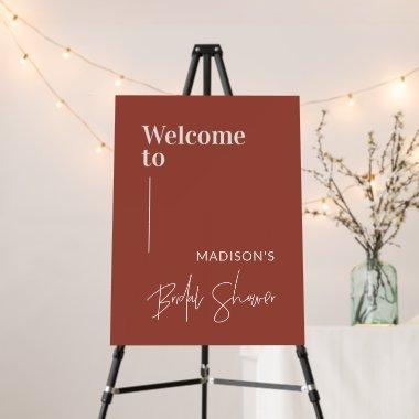 Minimalist Terracotta Bridal Shower Welcome Sign