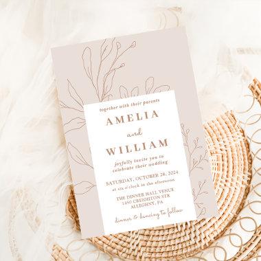 Minimalist Terracotta Floral Elegant Boho Wedding