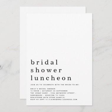 Minimalist Text Bridal Shower Luncheon Invitations