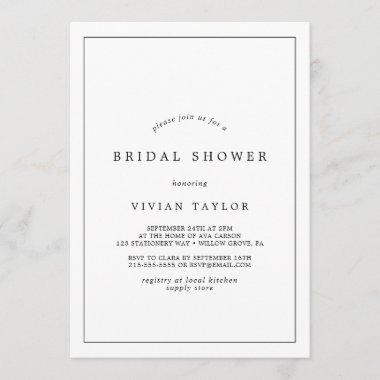 Minimalist Typography Bridal Shower Invitations
