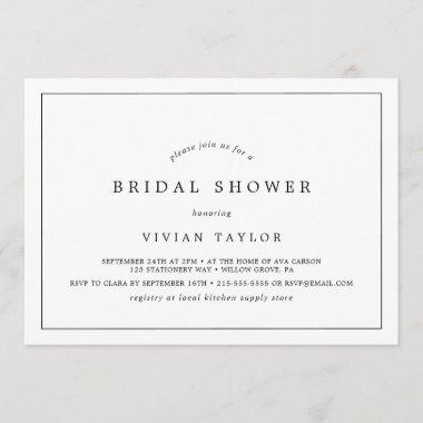 Minimalist Typography Horizontal Bridal Shower Invitations