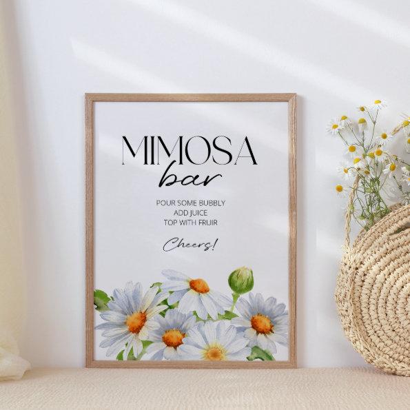 Minimalist Watercolol Daisy Mimosa Bar Sign
